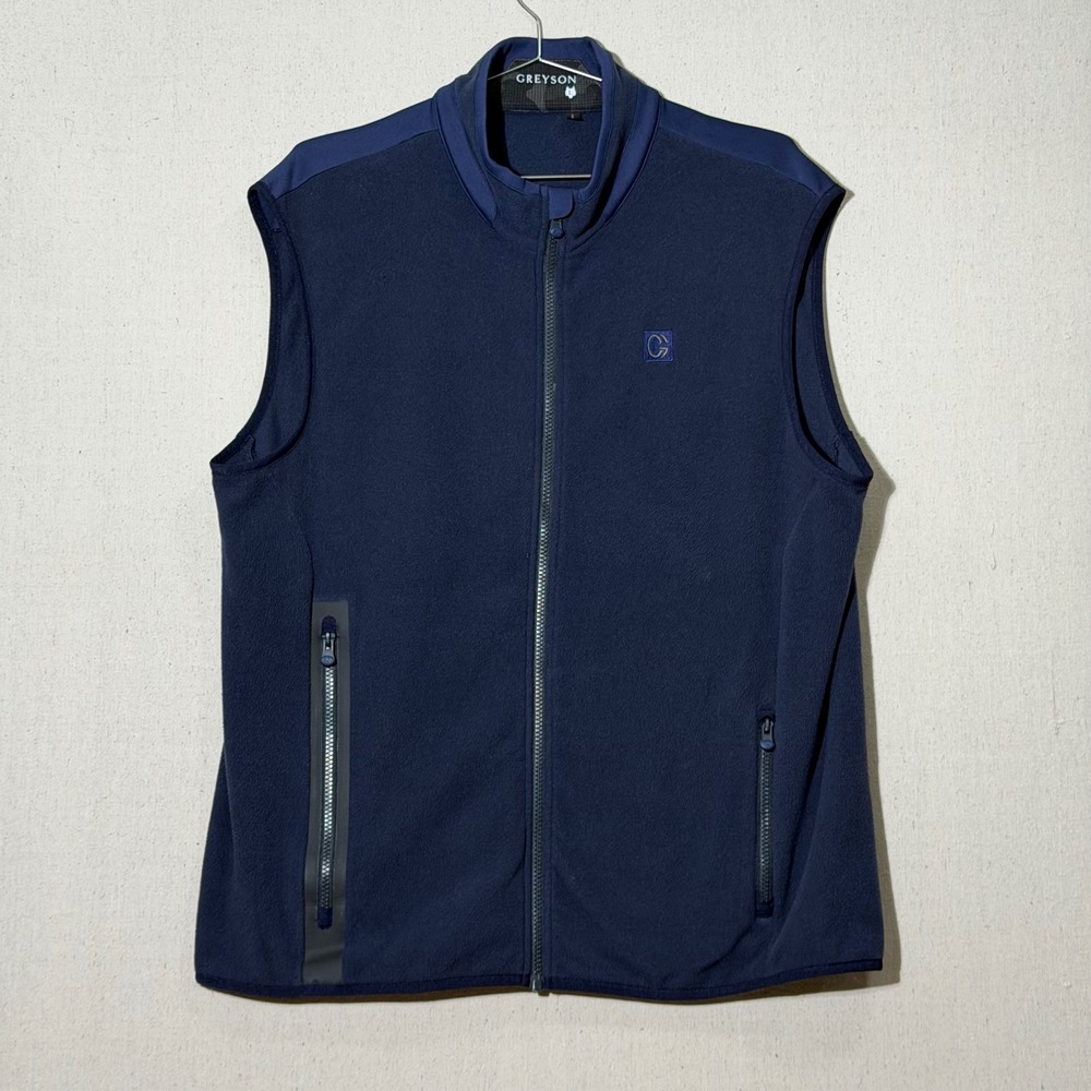Greyson Sequoia Fleece Vest L Navy Blue Full Zip Golf Outdoor Gorpcore